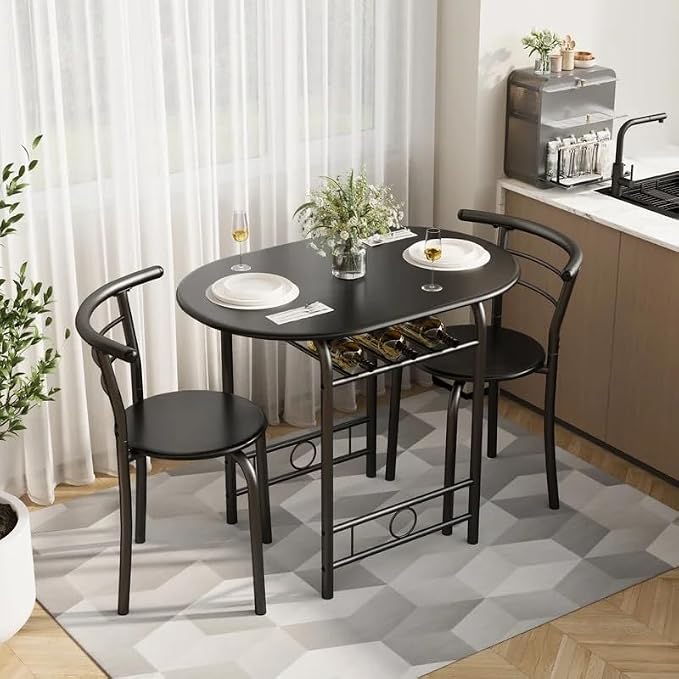 Shahoo 3-Piece Wooden Dining Table Set, Kitchen Breakfast Nook Sets by BuynowfromShahoo