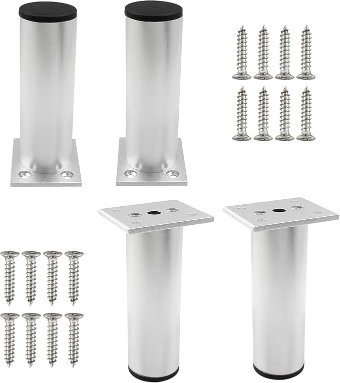 Set of 4 Aluminum Alloy Furniture Legs 4.7 Inch Height, 1.5 Inch Diameter by Kyuionty