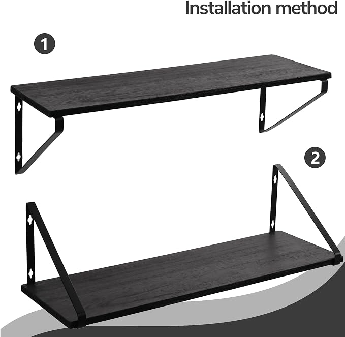 BAMEOS 24X8 Floating Shelves Rustic Wood Wall Shelf Set of 3, Bookshelf - Image 7