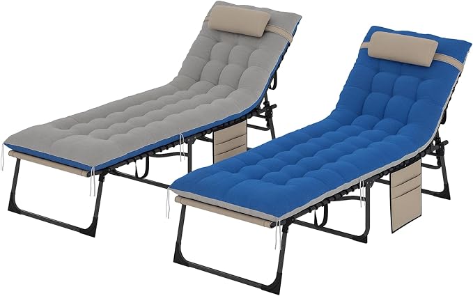 Outsunny Chaise Lounge Chair Outdoor Set of 2, 5-Position Adjustable Outdoor by Outsunny