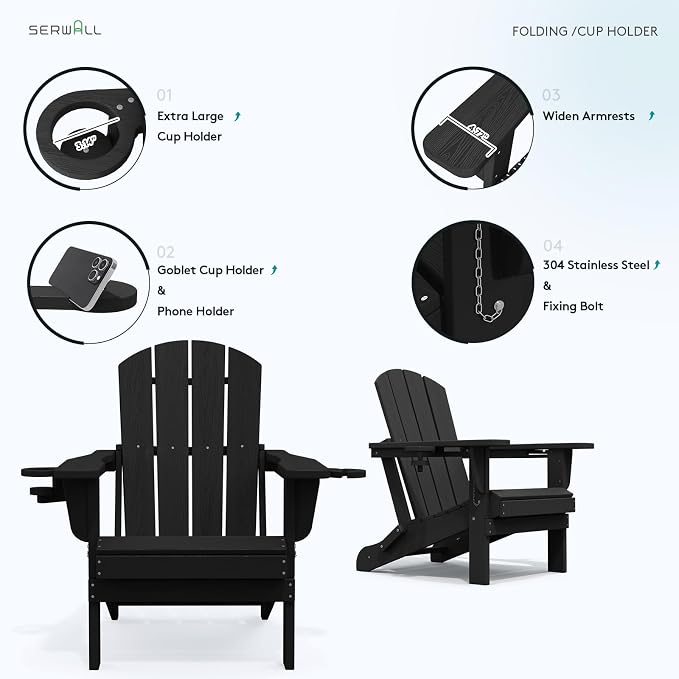 SERWALL HDPE Folding Adirondack Chair - Image 4