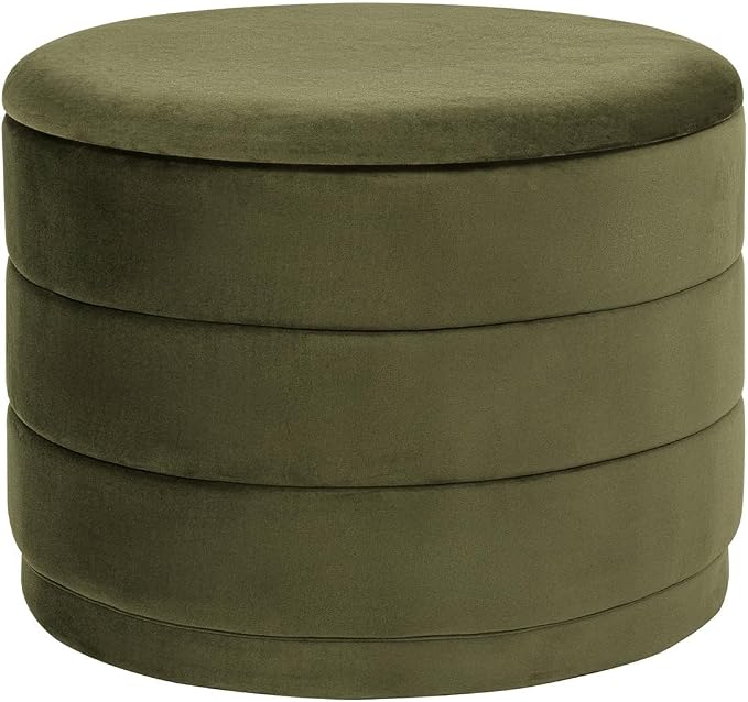 23" Upholstered Round Velvet Ottoman by CAIPINFUL