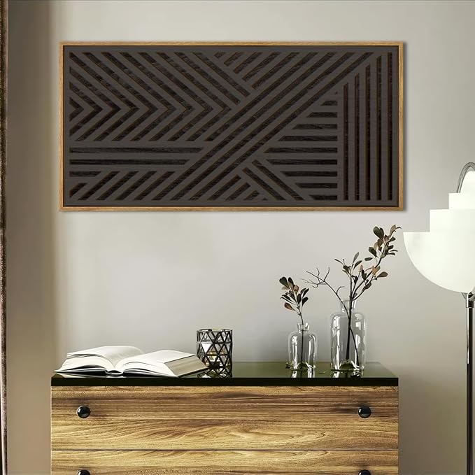 IARTTOP Extra Large Wood Black Wall Art 20x40 Inch Framed Abstract Geometric - Image 8