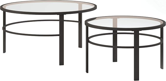 Henn&Hart Round Nested Coffee Table in Blackened Bronze, Coffee Table coffee by HennHart
