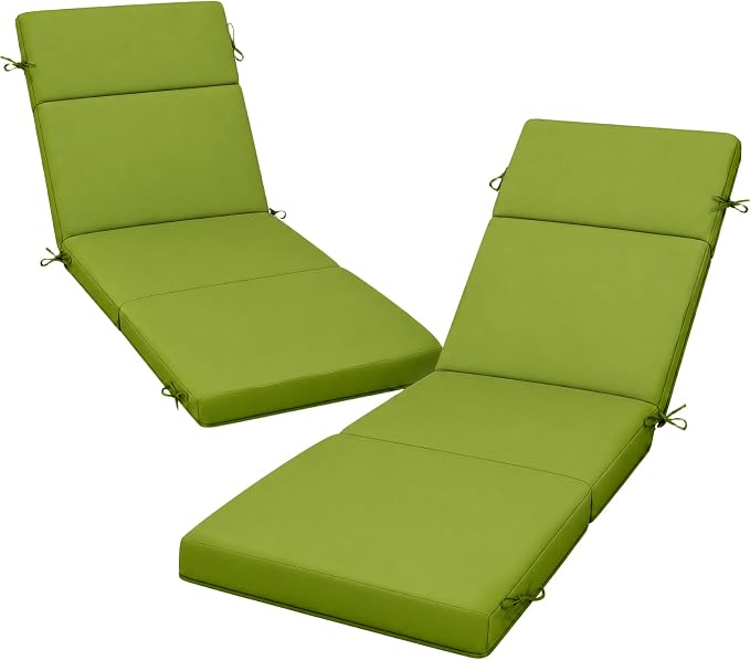 2 Pcs Outdoor Chaise Lounge Cushion 72" x 21" x 3", 4-Section Folding Patio by VOGVOG