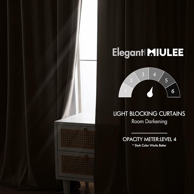 MIULEE Taupe Velvet Curtains 108 inches - Image 5