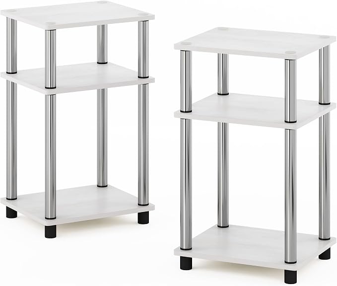 Furinno JUST Side Table Set of 2, 3-Tier Modern End Tables, Open Shelves Night - Image 7