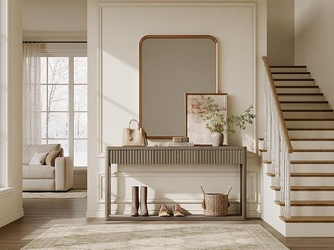 SICOTAS Entryway Table with Storage, 60.74" W Console Table with 3 Fluted - Image 9
