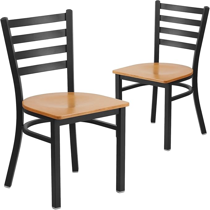 Flash Furniture 2 Pack HERCULES Series Black Ladder Back Metal Restaurant Chair by FlashFurniture