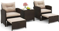 Tangkula 5 Pieces Patio Conversation Set, PE Wicker Rattan Outdoor Furniture Set by TANGKULA