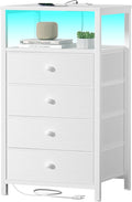 BOLUO Tall Night Stand with Drawers, Small White 4 Drawer Dresser by BOLUO