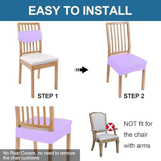 Smiry Waterproof Seat Covers for Dining Room Chairs Set of 4, Stretch Jacquard - Image 5