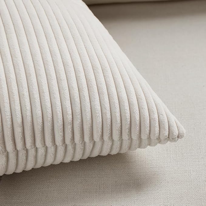 Fancy Homi 2 Packs Cream Lumbar Decorative Throw Pillow Covers 12x20 Inch - Image 5