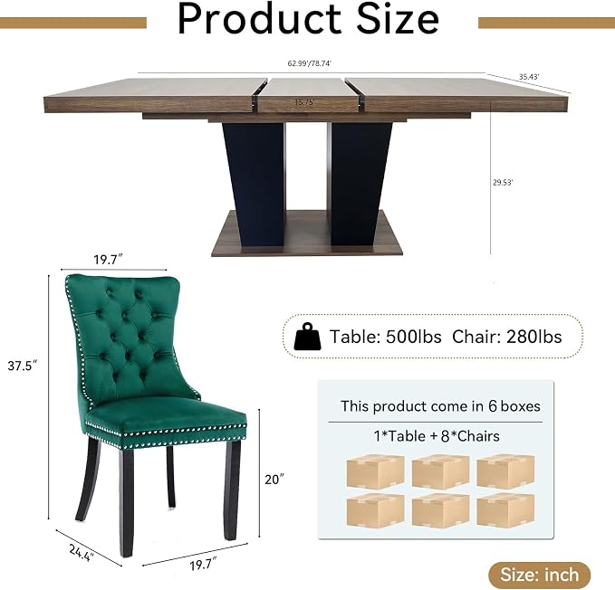 Henf 9 Pieces Extendable Dining Table Set - Image 7