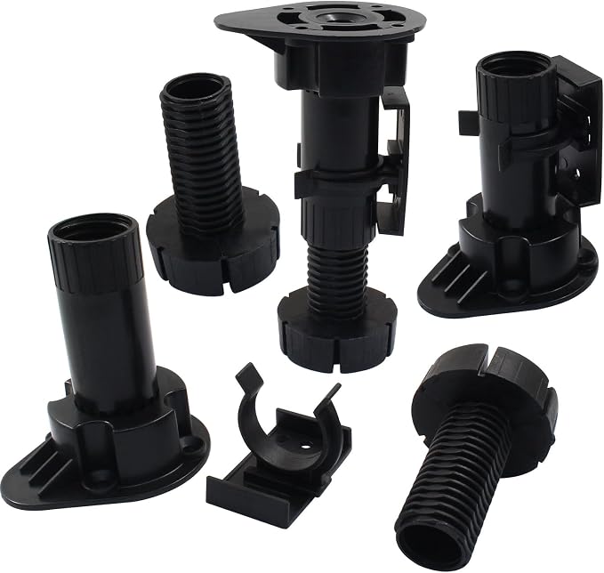 Jiozermi 4 Pack Black Plastic Cabinet Legs, Adjustable Furniture Feet - Image 3