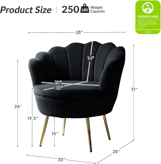 HULALA HOME Modern Velvet Accent Chairs Set of 2 - Image 2