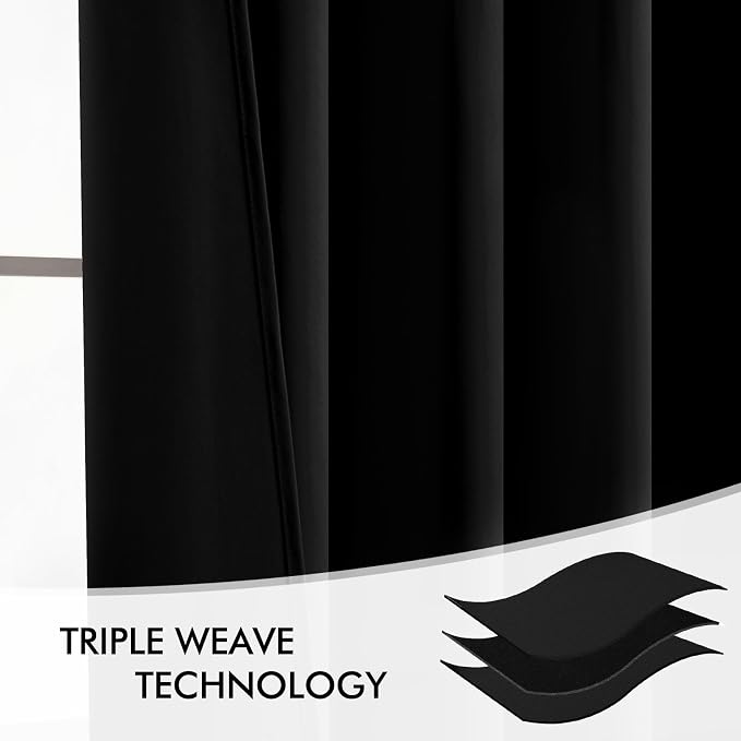MIULEE Black Back Tab Blackout Curtains 132 Inch Length 2 Panels Set - Image 7
