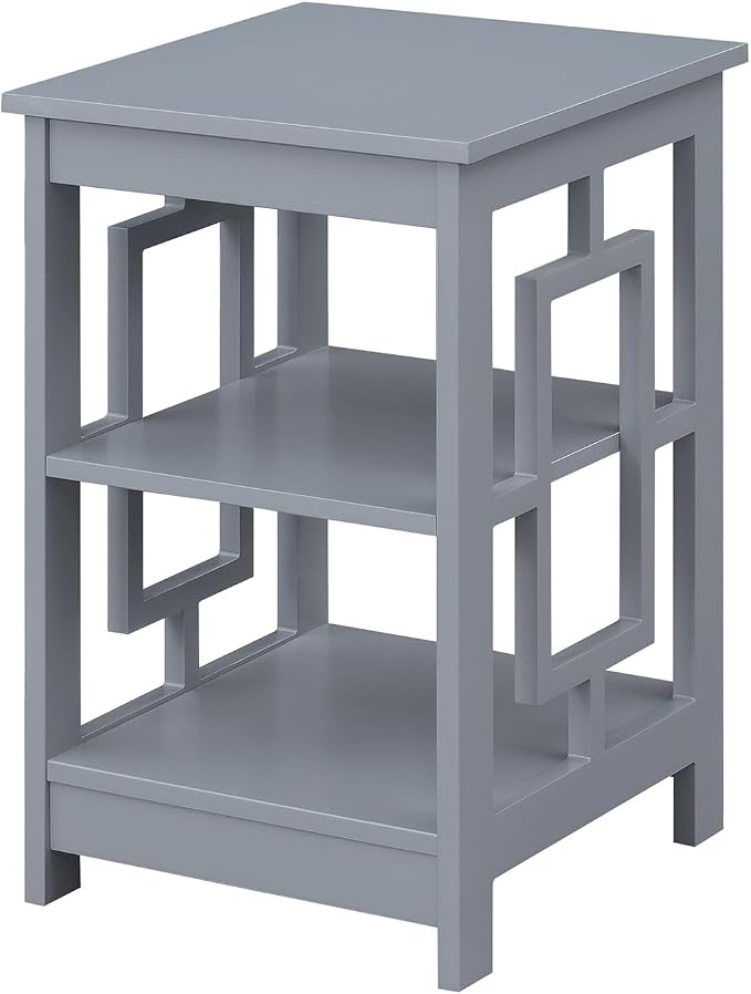 HomeStock Asian Aesthetics Square End Table, 3-Tier Wood Shelves, Stylish & by Homestock