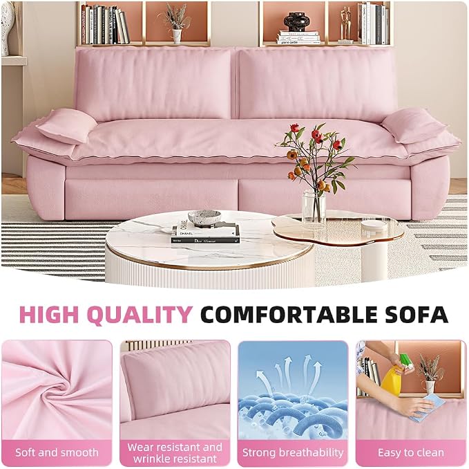 KEIKI 73.2" Queen Size Convertible Sofa Bed, 3-in-1 Pull Out Sleeper Couch - Image 5