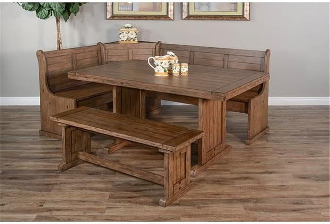Pemberly Row 75" x 56" Farmhouse Wood Breakfast Nook Set - Image 10