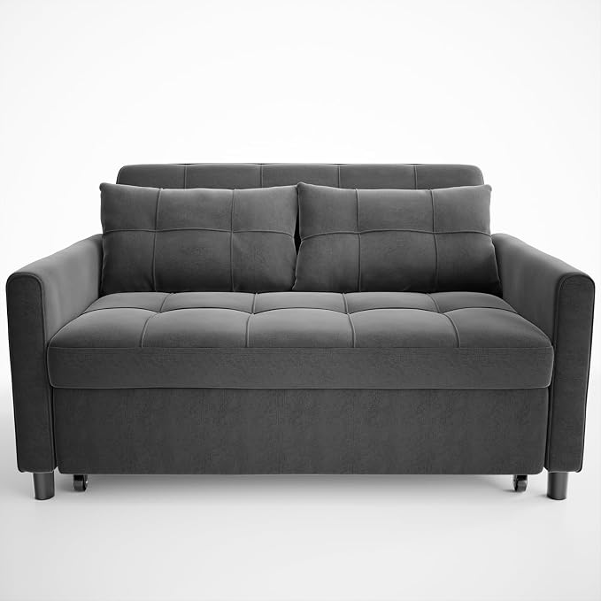 Gizoon 3 in 1 Velvet Sleeper Sofa Bed, 52 Inch 2-Seat Pull Out Couch - Image 9