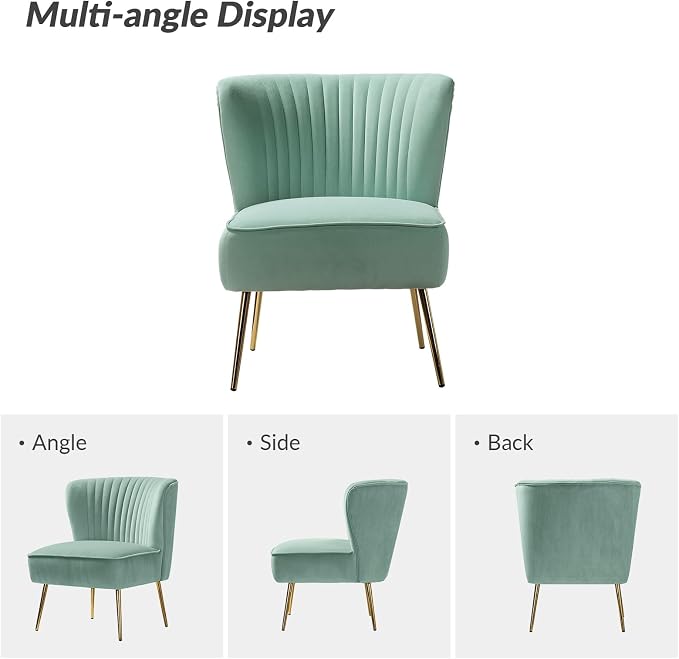 HULALA Home Velvet Accent Chair Set of 2, Modern Armless Upholstered Side Chair - Image 7
