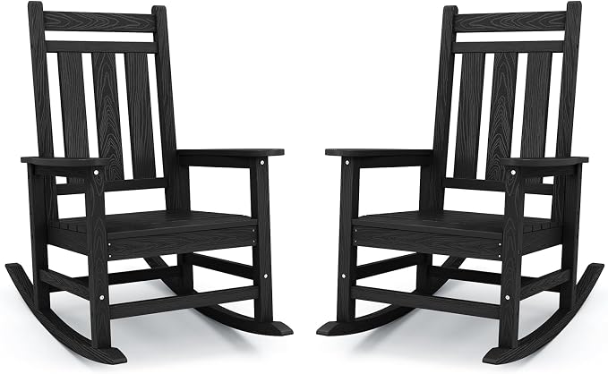 KINGYES Oversized Outdoor Rocking Chair Set of 2, All-Weather Patio Rocking by KINGYES