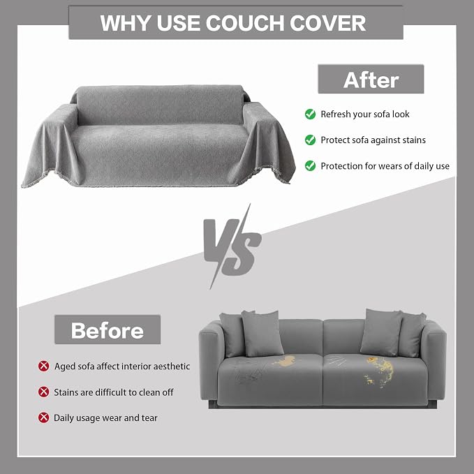 DREAMINGO Modern Chenille Couch Cover Blanket Washable Sofa Covers - Image 5