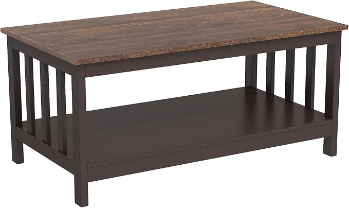 ChooChoo Farmhouse Coffee Table, Espresso Living Room Table - Image 3