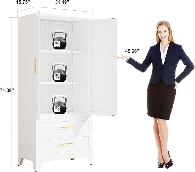 erosoei 71" H Metal Pantry Storage Cabinet, Office File Cabinets - Image 2