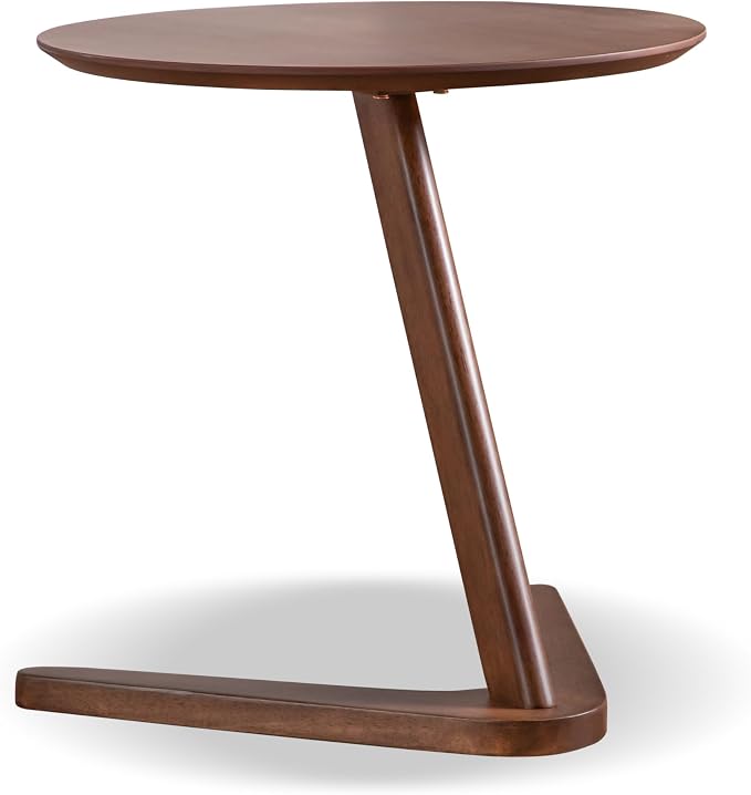Furniture of America Lucian Mid-Century Modern Solid Wood Brown Round Side Table - Image 7