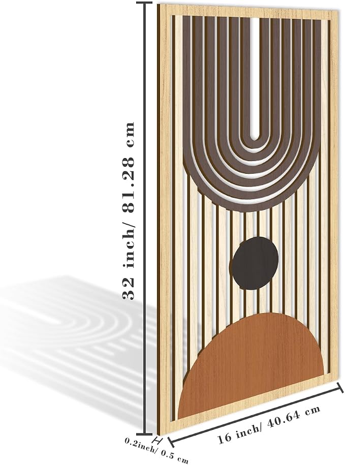 IARTTOP Mid century Modern Decor 16x32 Inch Large Boho Wood Wall Art Abstract - Image 6