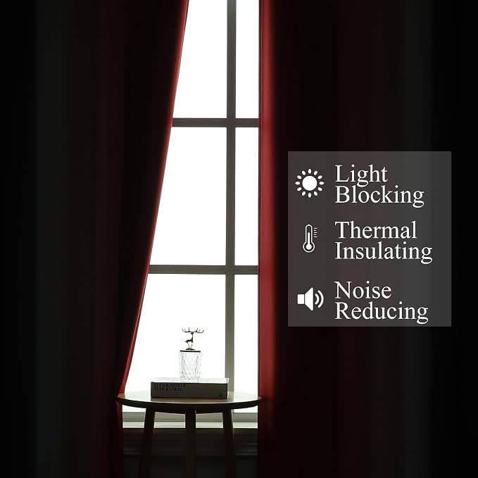 Estelar Textiler Ombre Red and Black Curtains 45 Inch Length 2 Panels, 100% - Image 3