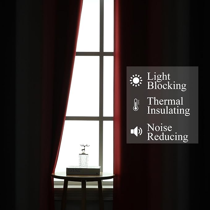 Estelar Textiler Red and Black Blackout Curtains 54 Inch Length, Light Blocking - Image 3