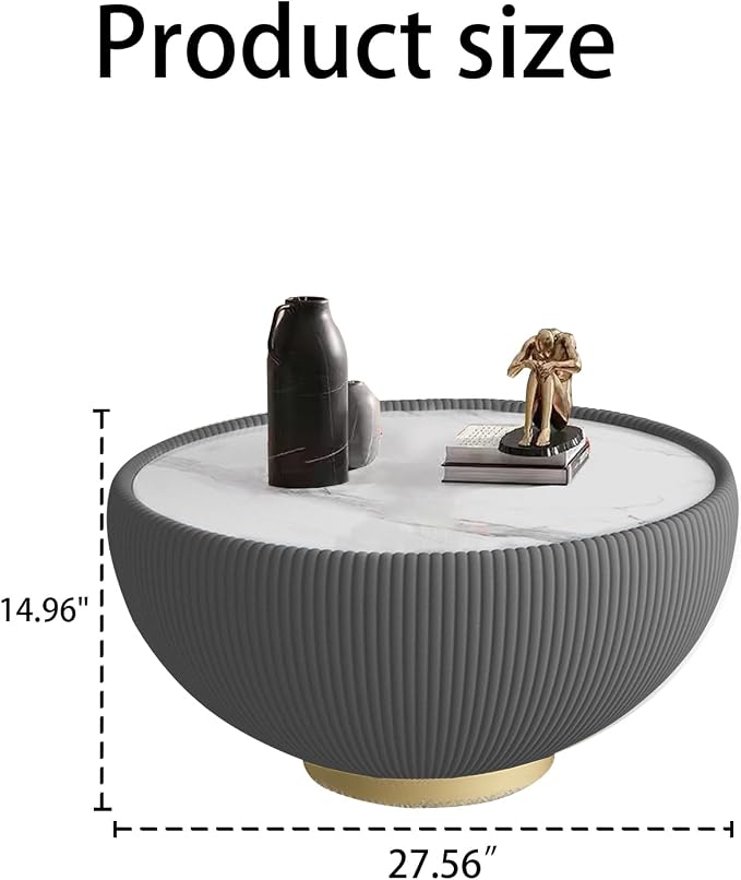 SSLine Bowl-Shape Coffee Table Set of 2 Modern Sintered Stone Top Nesting - Image 2