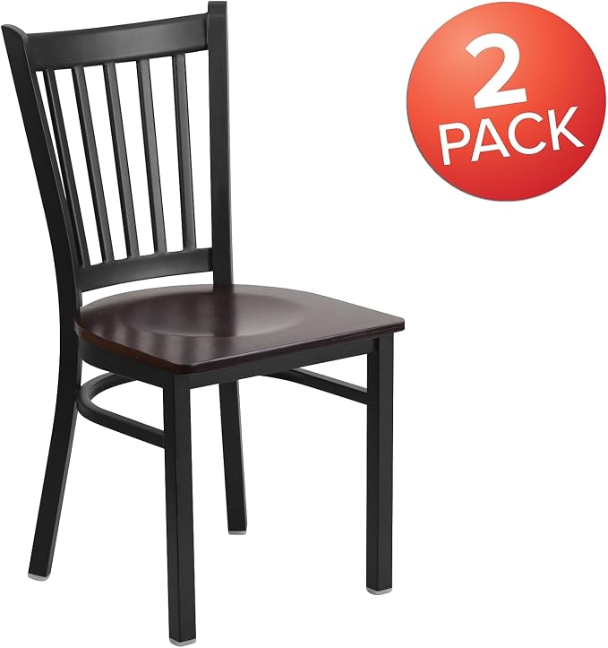 Flash Furniture 2 Pack HERCULES Series Black Vertical Back Metal Restaurant - Image 4