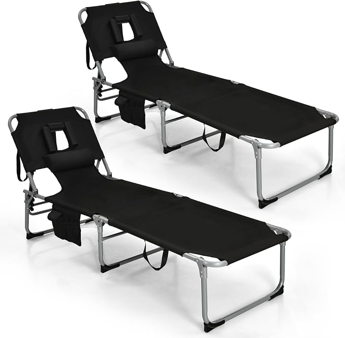 Goplus Tanning Chair, Folding Adjustable Patio Lounge Chair by Goplus