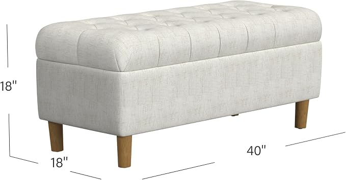 Homepop Home Decor | Tufted Ainsley Button Storage Ottoman Bench - Image 3