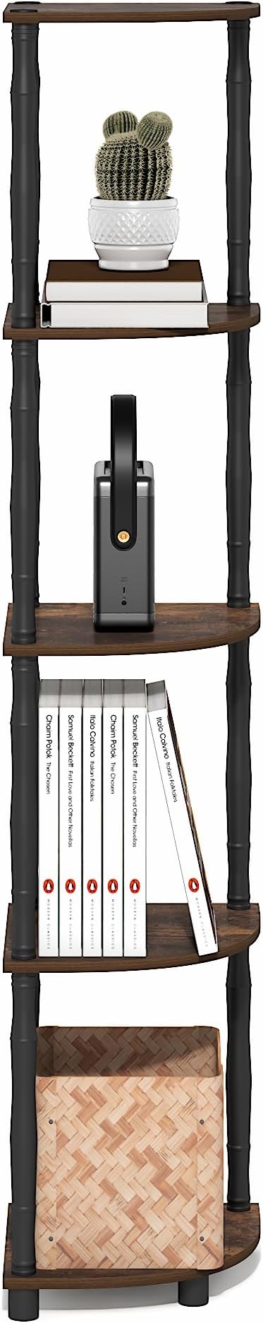 Furinno Turn-N-Tube Storage Shelves, 5-Tier Corner Book Shelf, Standing Corner - Image 5