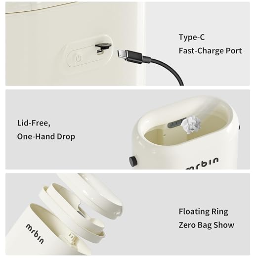 MRBIN Office Trash Can with Lid, Small Bathroom Automatic Adsorption Open Top - Image 7