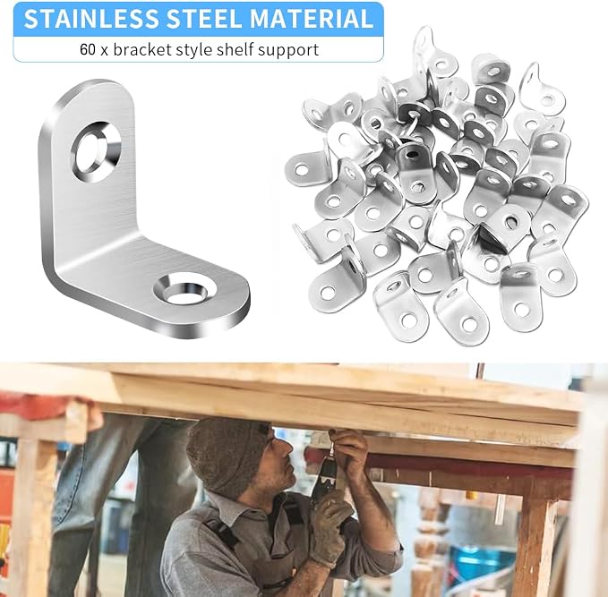 40PCS L Bracket Corner Brace, Stainless Steel L Brackets - Image 4