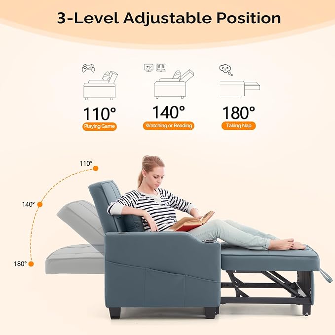 VINGLI 3-in-1 Convertible Sofa Bed, Recliner - Image 5