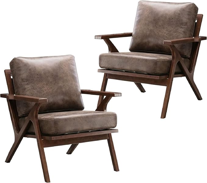 Bonzy Home Modern Accent Chair, PU Leather Accent Chairs Set of 2, Comfy by BonzyHome