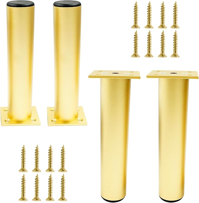 Set of 4 Aluminum Alloy Furniture Legs 12 Inch Height, 1.5 Inch Diameter by Kyuionty
