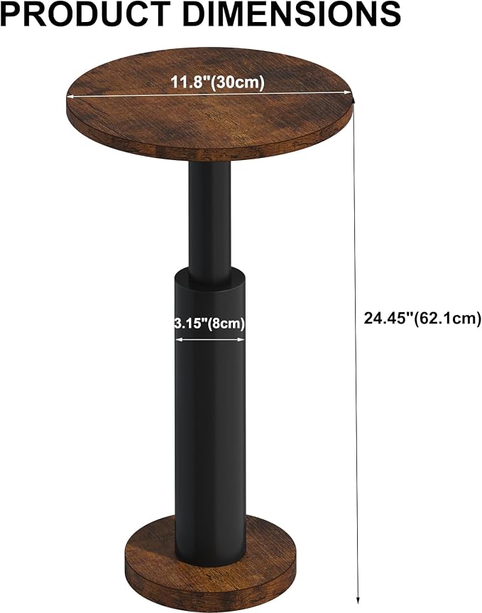 LAATOOREE Small Round Side Table, Accent Drink Coffee Table, Pedestal End Table - Image 3