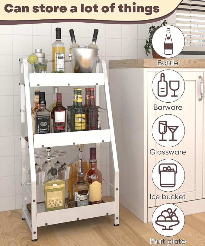 3-Tier Liquor Stand for Home Bar, Trapezoid Freestanding Whisky Bottle Holder - Image 6