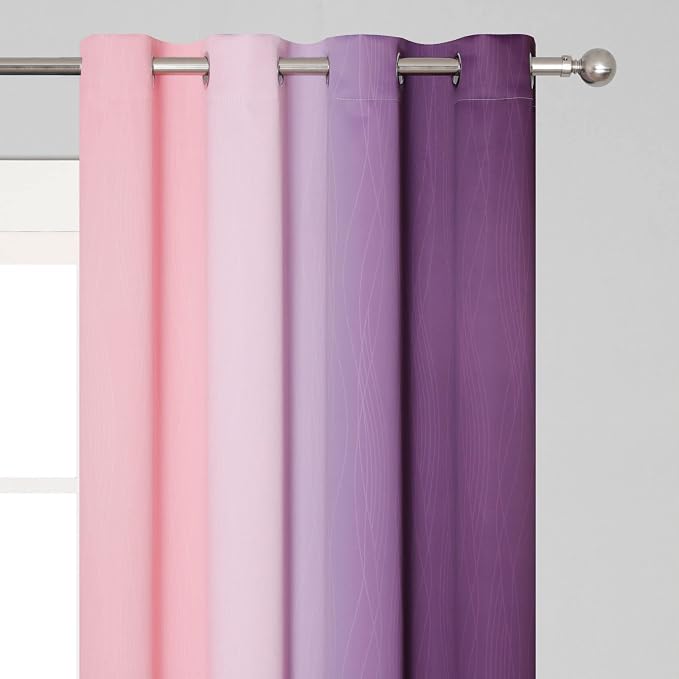 Ombre Pink and Purple Blackout Curtains 84 Inches Long, Full Room Darkening - Image 4