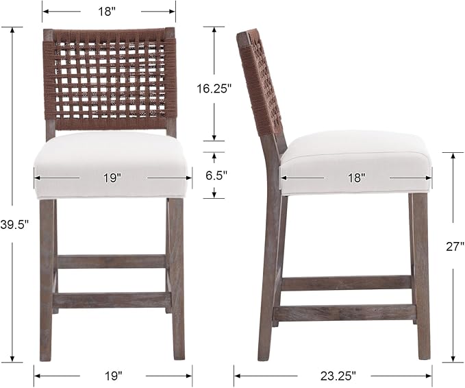 27" Woven Rope Counter Stools Set of 4 - Image 2