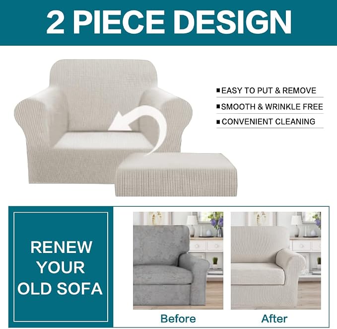 Turquoize 2 Piece Chair Covers Armchair Slipcovers - Image 4