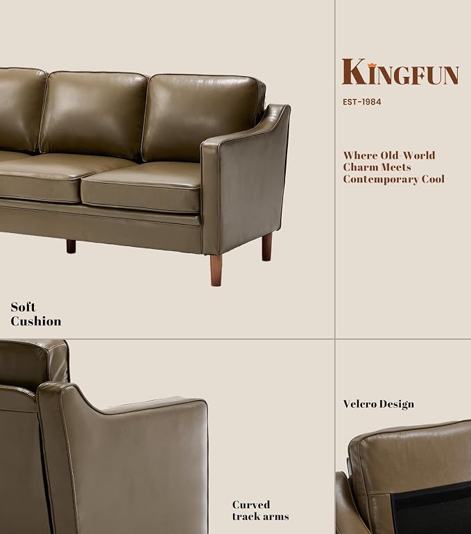 Kingfun Living Room Furniture Sets, 3 Seater Couch and 2 Armchair, Mid Century - Image 7